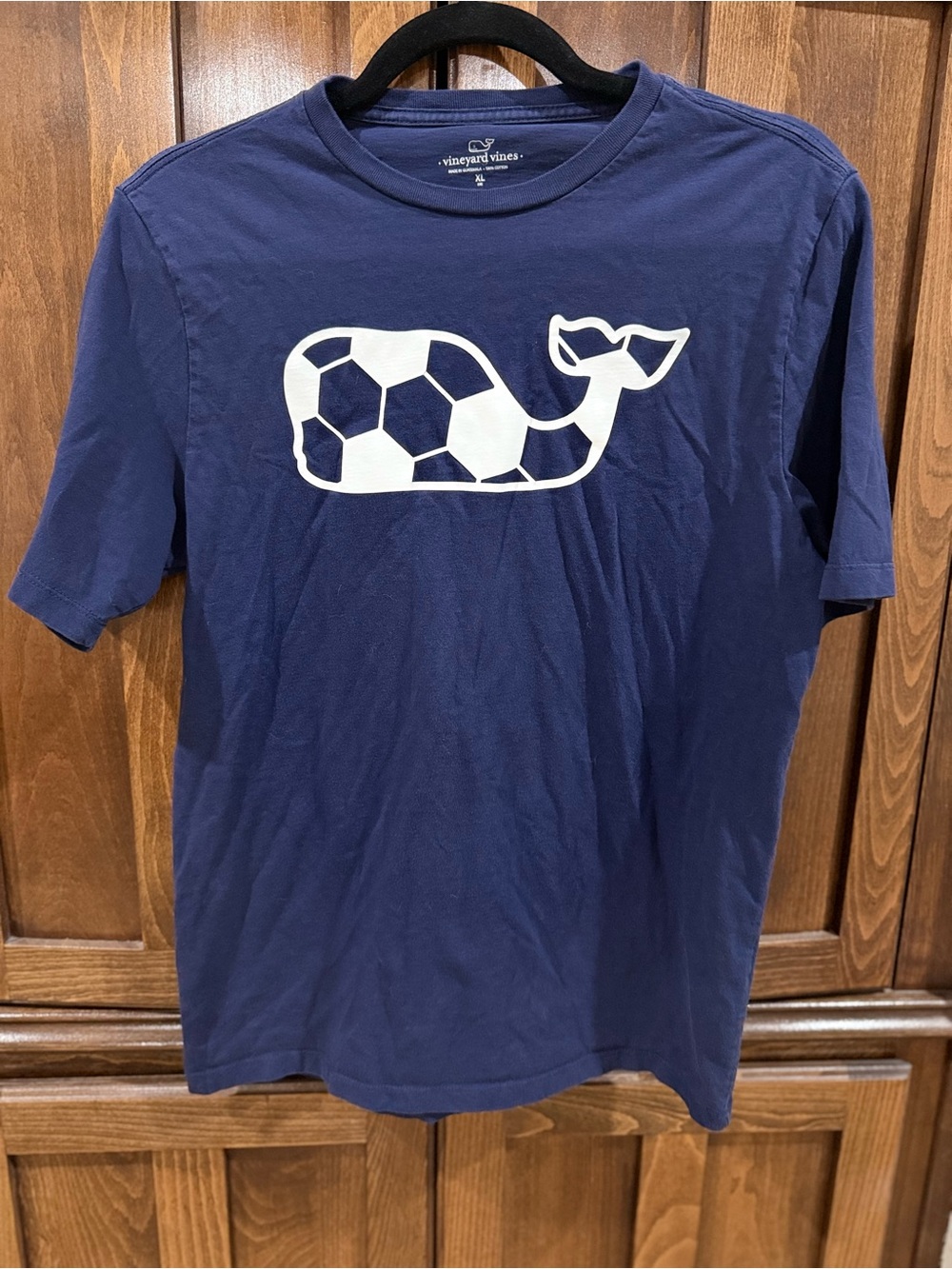 Vineyard Vines Navy Tee with White Whale Soccer Logo Youth XL